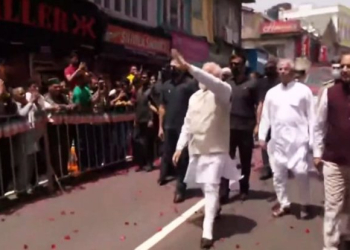 Amid chants of 'Bharat Mata ki Jai', Modi gets rousing reception in Shimla.(photo:Twitter)