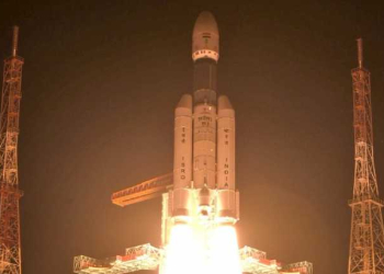 Indian Space Research Organisation (ISRO)s heaviest rocket LVM3-M2 lifts-off from a launch pad at the Satish Dhawan Space Centre, in Sriharikota on Sunda