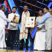 Union Minister Anurag Thakur and MoS L. Murugan felicitate Bollywood actor Ajay Devgn during the inaugural ceremony of 53rd International Film Festival of India at Dr Shyama Prasad Mukherjee Stadium in Goa on Sunday