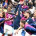 French players celebrate at the end of the World Cup quarter final football match between England and France, at the Al Bayt Stadium in Al Khor, Qatar on Sunday, December 11, 2022