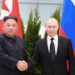 This file photo, carried by North Korea's official Korean Central News Agency, shows North Korean leader Kim Jong-un (L) and Russian President Vladimir Putin shaking hands for a summit in Vladivostok on April 26, 2019.(Yonhap/IANS)