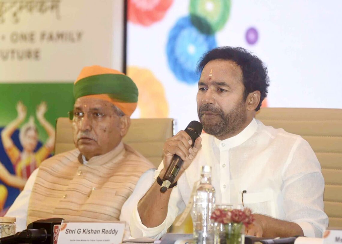 Bhubaneswar: Union Ministers G. Kishan Reddy and Arjun Ram Meghwal during 2nd Culture Working Group meeting in Bhubaneswar,on Sunday, May 14, 2023.(Photo:IANS/Twitter)(Photo:IANS/Twitter)