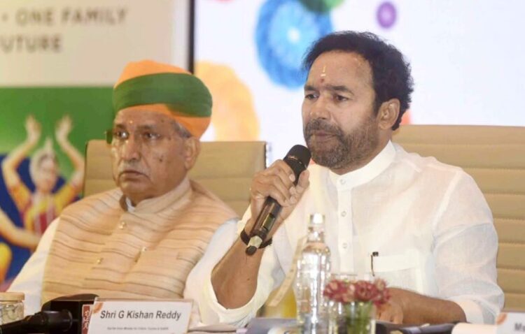 Bhubaneswar: Union Ministers G. Kishan Reddy and Arjun Ram Meghwal during 2nd Culture Working Group meeting in Bhubaneswar,on Sunday, May 14, 2023.(Photo:IANS/Twitter)(Photo:IANS/Twitter)