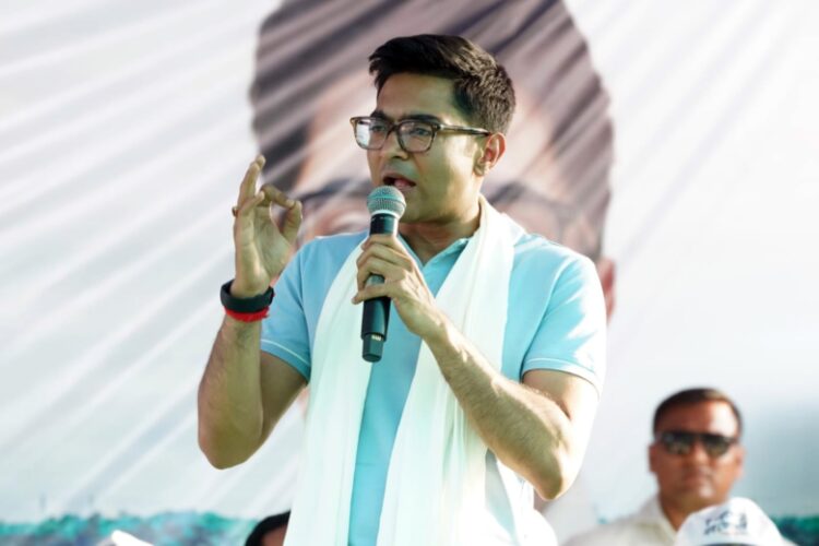 Birbhum: Trinamool Congress (TMC) National General Secretary Abhishek Banerjee addresses a public meeting, in Birbhum district of West Bengal, Tuesday, May 9, 2023.  (Photo: IANS/Twitter)