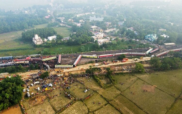 Balasore: Rescue operation underway at the site where Coromandel Express, Bengaluru-Howrah Express and a goods train met with an accident, in Balasore district, on Saturday, June 03, 2023. At least 260 people were killed and 900 others suffered injuries, according to officials.  (Photo: Biswanath swain/IANS)