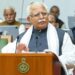 Chandigarh: Haryana Chief Minister Manohar Lal Khattar speaks during the presention of the State Budget in the Assembly, Chandigarh on Friday, Feb. 23, 2024.(IANS/CMO)