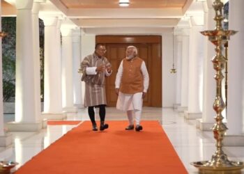 New Delhi: Prime Minister of Bhutan H E Dasho Tshering Tobgay with Prime Minister Narendra Modi , in New Delhi, Thursday, March 14, 2024.(IANS)
