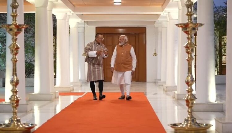 New Delhi: Prime Minister of Bhutan H E Dasho Tshering Tobgay with Prime Minister Narendra Modi , in New Delhi, Thursday, March 14, 2024.(IANS)