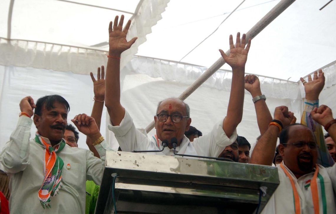 Bhopal: Congress' Lok Sabha candidate from Bhopal, Digvijaya Singh addresses a public rally ahead of the 2019 Lok Sabha elections, in Bhopal on May 1, 2019. (Photo: IANS)