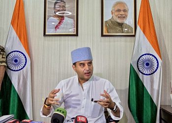 New Delhi: Jyotiraditya Scindia takes charge as Minister of Communications, in New Delhi, Tuesday, June 11,2024.(IANS/Anupam Gautam)