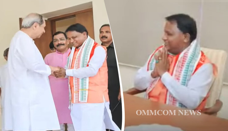 Odisha Cm Designate Mohan Charan Majhi Meets Outgoing Cm Naveen Patnaik Odisha 