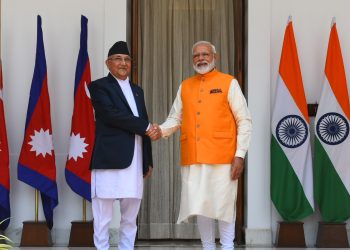 New Delhi: Prime Minister Narendra Modi meets Nepal Prime Minister K.P. Sharma Oli at Hyderabad House in New Delhi, on May 31, 2019. (Photo: IANS/MEA)