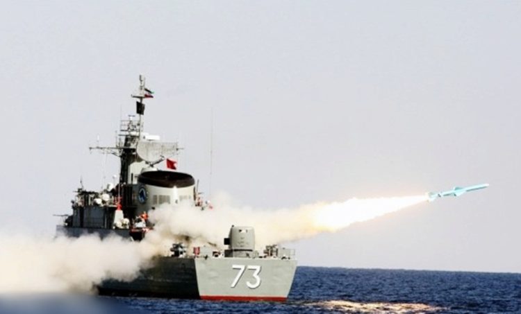 A missile is launched during the fifth day of the six-day naval drill dubbed Velayat 91 from the coastline of the sea of Oman in southern Iran. (Xinhua/Irna News Agency/Mohammadreza Alimadadi/IANS)