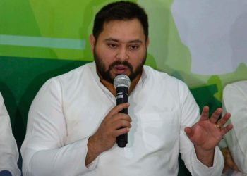 Patna: Former Deputy Chief Minister of Bihar Tejaswi Yadav addresses a press conference in Patna on Friday August 02, 2024.(Photo: IANS)