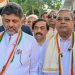 Bengaluru: Karnataka Chief Minister Siddaramaiah with Deputy Chief Minister and State Congress President D K Shivakumar during the Independence Day celebration at Karnataka Pradesh Congress Committee in Bengaluru on Thursday August 15, 2024.(Photo: IANS)