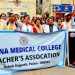 Patna: Doctors raise slogans and stage a protest condemning the rape and murder of a young medic in Kolkata at Patna Medical College in Patna on Tuesday August 13 2024. (Photo: IANS/Indrajit Dey)