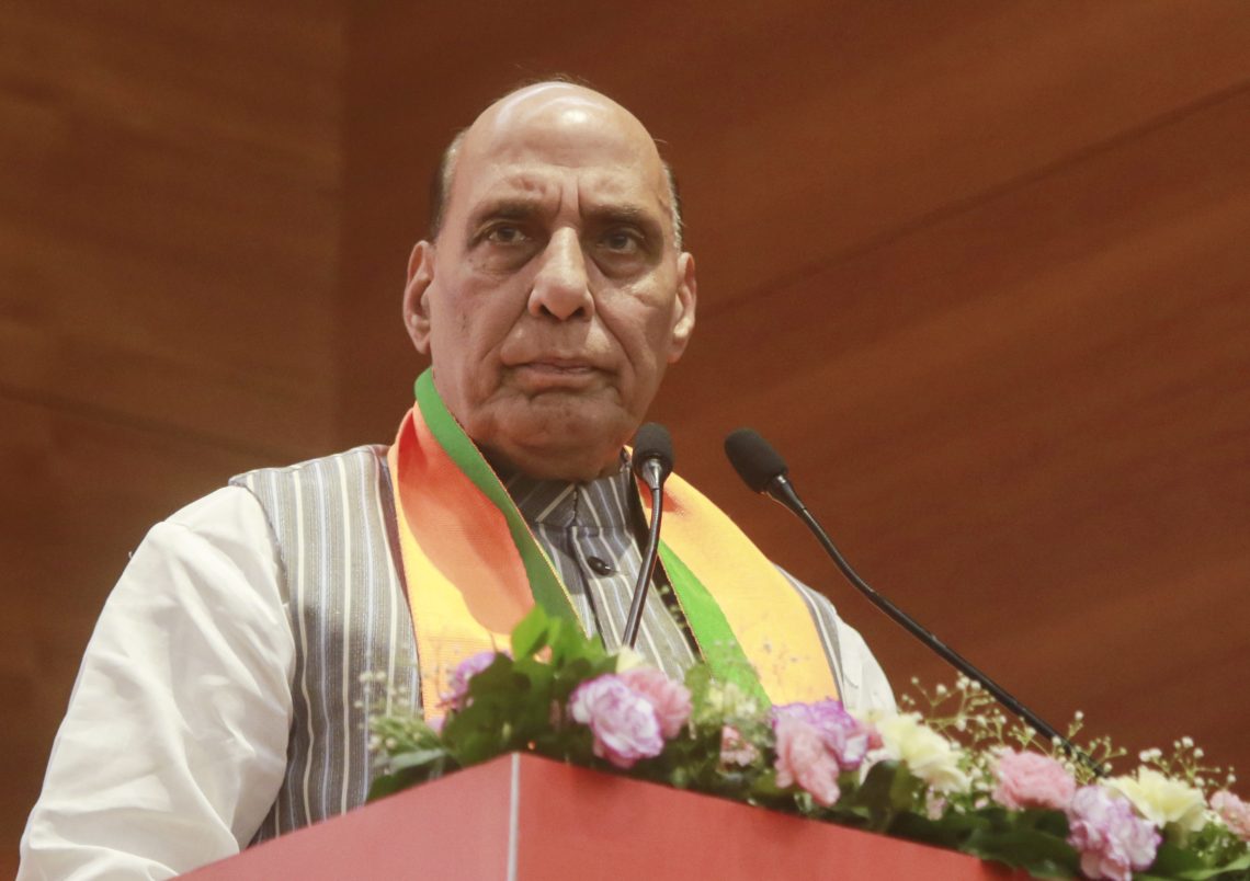 New Delhi: Defence Minister Rajnath Singh addresses the launch of the BJP's National Membership Drive programme at the party headquarters in New Delhi on Monday, September 02, 2024. (Photo: IANS/Qamar Sibtain)