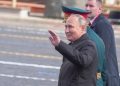 Russian President Vladimir Putin (front) passes by after the Victory Day military parade to mark the 77th anniversary of the victory in the Great Patriotic War on Red Square in Moscow, Russia, May 9, 2022. (Xinhua/Yuan Xinfang/IANS)