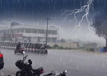 Thunderstorm with lightning