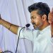 Chennai: Tamil superstar Thalapathy Vijay at the flag unveiling ceremony of his newly-founded political party, Tamilaga Vettri Kazhagam (TVK) at the party headquarters in Panaiyur, Chennai on Thursday, August 22, 2024.(IANS/R Parthibhan)