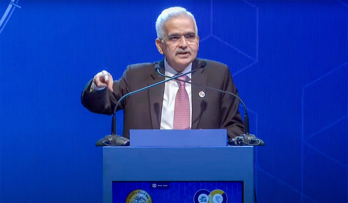 Bengaluru: RBI Governor Shaktikanta Das addresses at the Global Conference on Digital Public Infrastructure and Emerging Technologies, as part of the RBI@90 initiative in Bengaluru on Monday, August 26, 2024.(IANS)