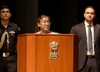 The President of India, Smt. Droupadi Murmu addressing at the release of three publications of the Supreme Court of India at Rashtrapati Bhavan, in New Delhi on November 05, 2024.