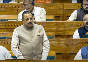 New Delhi: Union Minister Jitendra Singh speaks in the Lok Sabha during the winter session of Parliament in New Delhi on Wednesday December 04, 2024. (Photo: IANS/Sansad TV)