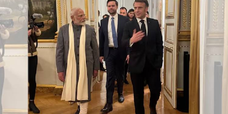 French President Emmanuel Macron with Narendra Modi