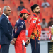 New Chandigarh: Punjab Kings captain Shreyas Iyer and Royal Challengers Bengaluru captain Rajat Patidar during the toss ahead of their Indian Premier League 2025 (IPL) match at New PCA Stadium in New Chandigarh on Thursday, May 29, 2025. (Photo: IANS)