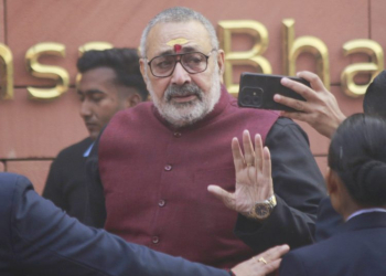 New Delhi: Union Minister Giriraj Singh at Parliament House during the budget session of the Eighteenth Lok Sabha in New Delhi on Saturday, February 01, 2025. (Photo: IANS/Qamar Sibtain )