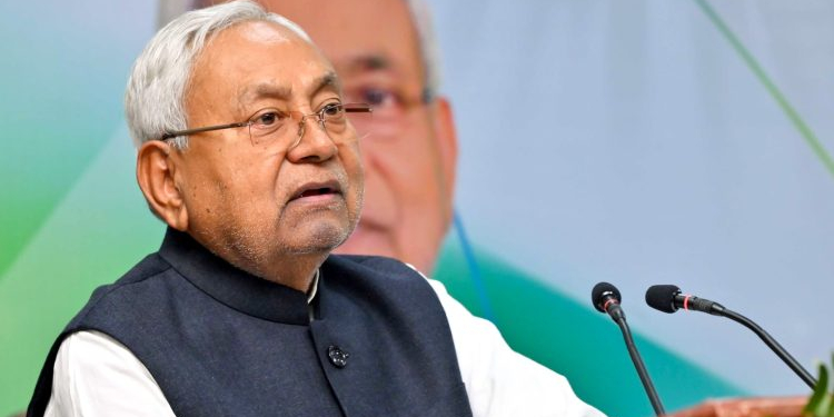 Patna: Bihar Chief Minister Nitish Kumar addresses newly appointed teachers on his birthday in Patna on Saturday, March 1, 2025. (Photo: IANS)