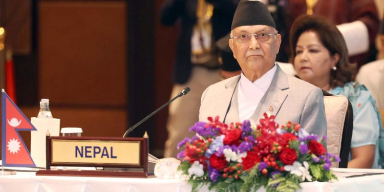 Bangkok: Nepal Prime Minister KP Sharma Oli attends the 6th BIMSTEC Summit in Bangkok on Friday, April 04, 2025. (Photo: IANS)