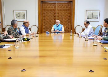 New Delhi: Prime Minister Narendra Modi chairs a high-level security meeting at his residence to review the national security situation amid rising tensions between India and Pakistan in New Delhi, Saturday, May 10, 2025. (Photo: IANS)