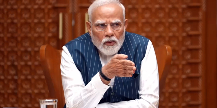 New Delhi: Prime Minister Narendra Modi chairs a high-level meeting at his residence in New Delhi on Saturday, May 10, 2025. (Photo: IANS)
