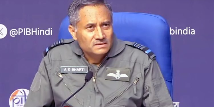 New Delhi: Air Marshal AK Bharti during a press briefing on 'Operation Sindoor' in New Delhi, Sunday, May 11, 2025. (Photo: IANS/Video Grab)