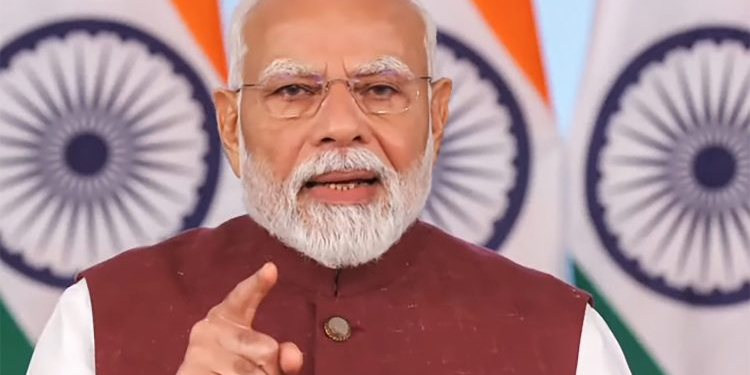 New Delhi: Prime Minister Narendra Modi addresses the nation via video conferencing in New Delhi on Monday, May 12, 2025. (Photo: IANS/Video Grab)