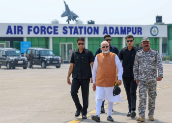Jalandhar: Prime Minister Narendra Modi arrives at Adampur Air Base, in Jalandhar, Tuesday, May 13, 2025. (Photo: IANS)