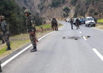 Militants attacked  Police party at Dad Path on Chaatroo highway in Kishtwar on 22 jan 2021. (Photo: IANS)