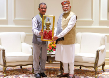 New Delhi: Himachal Pradesh Chief Minister Sukhvinder Singh Sukhu meets Prime Minister Narendra Modi on the sidelines of the 10th Governing Council Meeting of NITI Aayog in New Delhi on Saturday, May 24, 2025. (Photo: IANS)