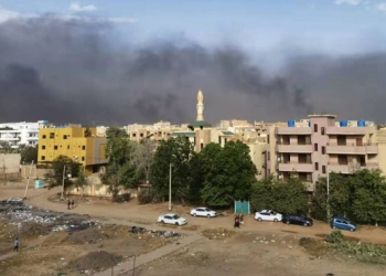 Photo taken on Oct. 25, 2021 shows black smoke in the sky over the Sudanese capital of Khartoum amid reports about a military coup. (Xinhua/IANS)