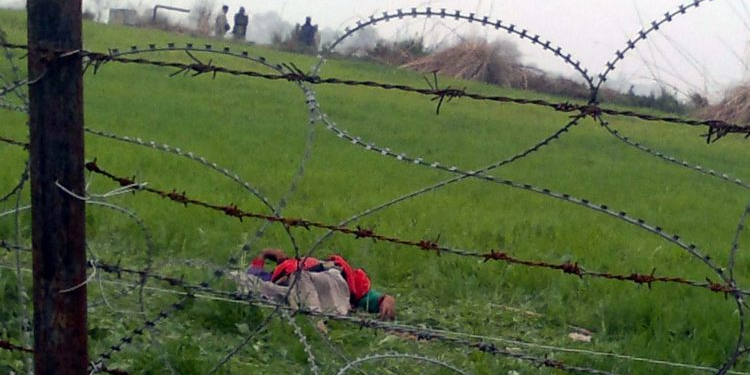 Gurdaspur: The body of an intruder from Pakistan who was gunned down by BSF in Gurdaspur sector by BSF on Jan 21, 2016. (Photo: IANS)