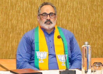 Thiruvananthapuram: Newly elected BJP Kerala state president Rajeev Chandrasekhar holds a state core group meeting in Thiruvananthapuram on Monday, March 24, 2025. (Photo: IANS)