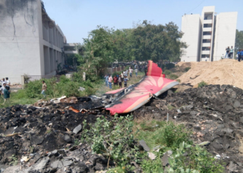 Ahmedabad: Debris of Air India Flight AI171 seen at the crash site, in Ahmedabad on Thursday, June 12, 2025. (Photo: IANS)