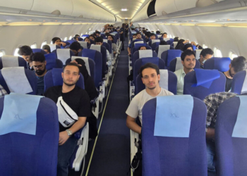 Yerevan: Indian students onboard a special flight after being evacuated from Iran under ‘Operation Sindhu’ from Yerevan, Armenia, on Wednesday, June 18, 2025. (Photo: IANS/X/@MEAIndia)