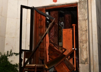 (250623) -- DAMASCUS, June 23, 2025 (Xinhua) -- This photo taken on June 22, 2025, shows part of the Mar Elias Church damaged during a suicide bombing in the Dweilaa district on the outskirts of Damascus, Syria.
  A suicide bomber stormed a crowded church in the Syrian capital Damascus during Sunday mass, opening fire on worshippers before detonating his explosives, killing at least 19 people and injuring dozens more, security sources and a monitoring group said.
  The Syrian health authorities put the latest official death toll at 13, with 53 others wounded. (Photo by Ammar Safarjalani/Xinhua)