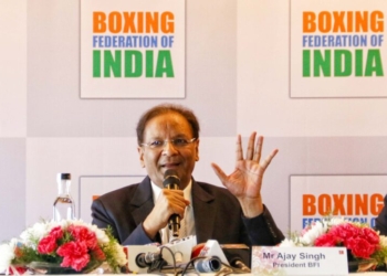New Delhi: Boxing Federation of India (BFI) President Ajay Singh, addresses a press conference in New Delhi on Wednesday, March 19, 2025. (Photo: IANS/Wasim Sarvar)