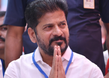 New Delhi: Telangana Chief Minister Revanth Reddy during the ‘BC Poru Garjana’ protest at Jantar Mantar in New Delhi on Wednesday, April 02, 2025. (Photo: IANS/Wasim Sarvar)