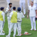 Manchester: England captain Ben Stokes speaks to Ravindra Jadeja of India about a hand shake for a draw during Day 5 of the fourth Test match between India and England at Emirates Old Trafford in Manchester on Sunday, July 27, 2025. (Photo: IANS/Pankaj Nangia)