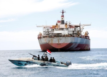 A United Nations ship, an engineering vessel called "Ndeavor," arrives at the site of the FSO Safer vessel at Ras Issa port in Hodeidah province, Yemen, on May 30, 2023. (Photo by Mohammed Mohammed/Xinhua/IANS)
