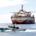 A United Nations ship, an engineering vessel called "Ndeavor," arrives at the site of the FSO Safer vessel at Ras Issa port in Hodeidah province, Yemen, on May 30, 2023. (Photo by Mohammed Mohammed/Xinhua/IANS)